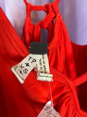 We The Free Bright Red Strappy Tank with Signature Tag